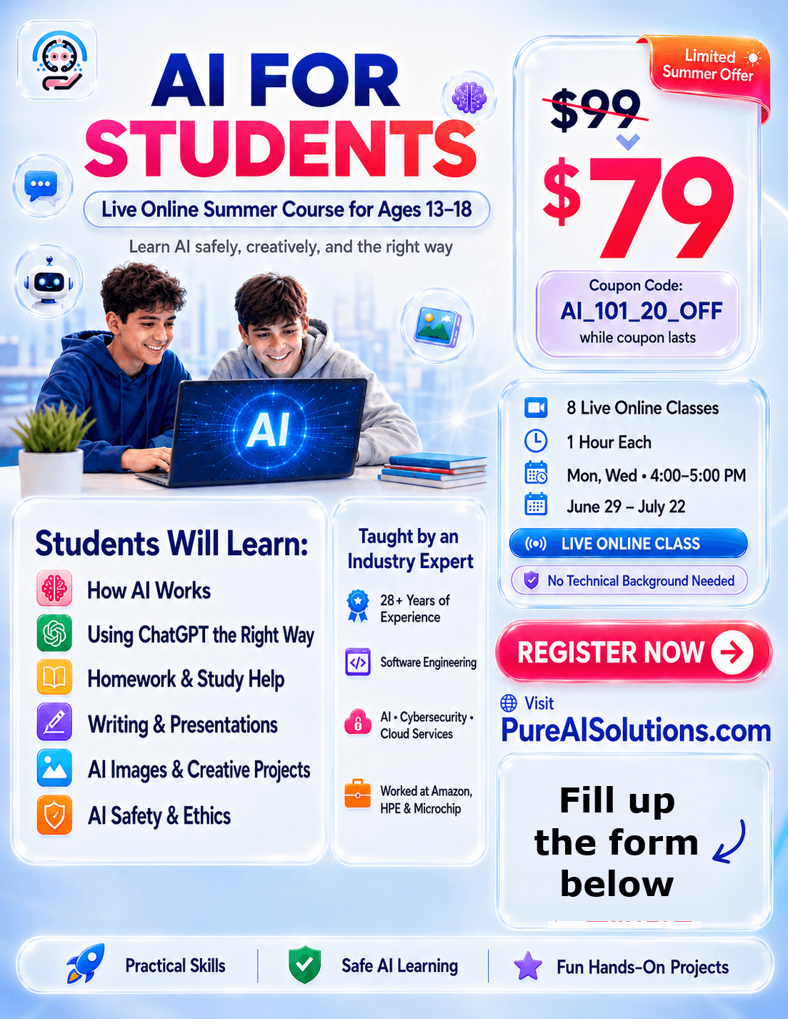 AI 101 class flyer for students and beginners